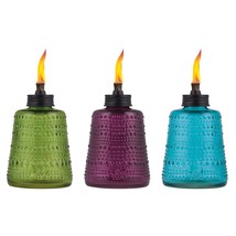 TIKI Brand Carnival Table Torch | Glass Blue Green and Purple | Outdoor Lighting - $41.99