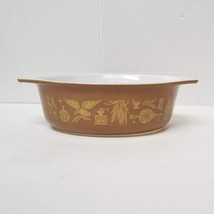 PYREX 043 Early American Brown Baking Casserole Oval Vintage Eagle Gold - $15.84