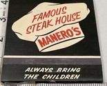 Giant  Feature Matchbook  Manero’s Famous Steak House  Rochelle Park, NJ... - $24.75