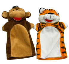 Melissa &amp; Doug Zoo Friends Soft Toy Plush Hand Puppets Monkey &amp; Tiger 2015 - £7.15 GBP