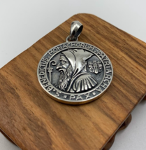 Sterling Silver 925 Saint Exorcist Medal Men&#39;s Vintage DIY Pendant Charms Gifts - £128.95 GBP