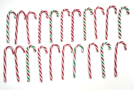 Hard Plastic Candy Cane Christmas Ornaments 6&quot; Twisted Red White Green Lot 21 - £15.98 GBP