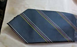 Hermes Paris Men&#39;s 100% Silk Ties Black with Mauve White Yellow diagonal... - $100.00