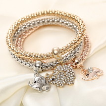 3Pcs Bracelet Crystal Owl Music Note Boy Girl Heart Charm Bracelets For Women Pu - £10.60 GBP