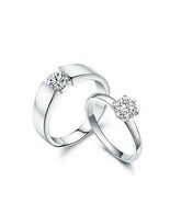 925 Sterling Silver 1.45Ct Round Cut CZ Engagement Anniversary Couple Ri... - $153.99