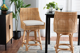 Saverio Natural Brown Rattan Counter Stool - $6,613.41 MXN