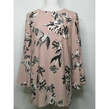 Halogen Bow Back Flare Sleeve Tunic Pink Black White Floral Size Small NWT - £3.12 GBP