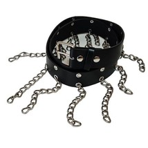 Black Faux Leather Chain Link Bondage Belt Mens XL Gothic Y2K Hot Topic Studded - £21.85 GBP