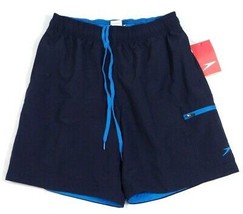 Speedo Signature Blue Brief Lined Swim Trunks Water Shorts Men's NWT - £35.39 GBP