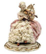 Italian Porcelain Principe Figurine Lady With Violin Hand Painted New - $940.50