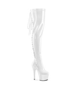 PLEASER ADORE-3063 Sexy 7&quot; Heel White Rear Lace Up Platform Thigh High B... - $173.63 CAD