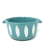 Stoneware Bowl MCM Lotus Retro Turquoise Double Spout Pour 3x5 Gravy Sauce - £18.80 GBP