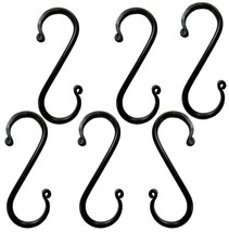 6 Wrought Iron 5 inch S Hooks - Hand Forged Hook Set with Scrolls Amish USA - $24.97