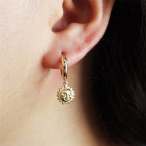 Authentic Gold Filled Shiny Zircon Earrings Fine Trend Korea Jewelry 15Hoop Sun  - £57.61 GBP