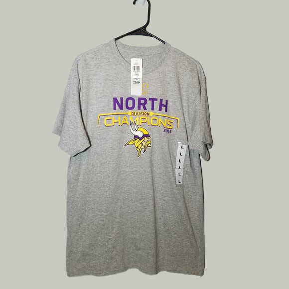 Minnesota Vikings Shirt Mens Large Gray 2015 NFL North Division Champions Casual - $13.00