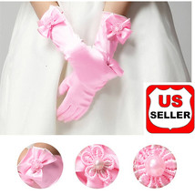 Elegant Pearl  Bow Flower Girls Dress Long White Gloves for Kids Baby 3-... - £5.27 GBP+