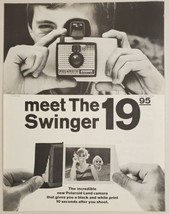 1966 Print Ad Polaroid Swinger Model 20 Land Instant Camera Black &amp; White - £14.10 GBP