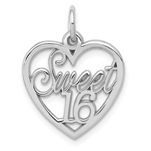 14K White Gold Sweet 16 Heart Charm Birthday Jewelry 22mm x 16mm - £70.05 GBP