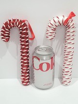 Christmas Holiday 8&quot; Red White Candy Cane Peppermint Ornaments Decor Set of 2 - £14.38 GBP