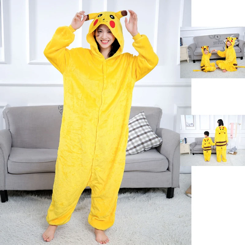 Anime Pokemon Pikachu Plush Flannel Pajamas Pokemon Figures Boys Girls Cartoon - £20.45 GBP+