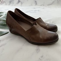 Dansko Liliana Wedge Loafers Size 40 Dark Brown Leather Comfort Slip On - £34.24 GBP
