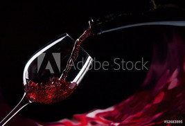 An item in the Art category: Framed canvas art print giclee bottle and glass with red wine