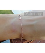 Rose Gold plated Infinity bracelet, promise jewelry, Dainty 925 silver b... - $618.33 MXN