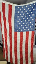 VTG USA United States American Flag 50 Embroidered Stars Sewn Stripes 60X35 Rare - £23.26 GBP