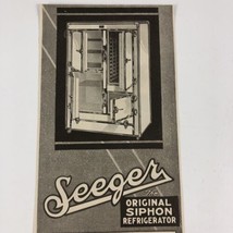 Antique1 1922 Seeger Refrigerator Siphon model Food Ice Block Vintage Pr... - $9.14