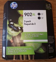 New Genuine Sealed Oem Hp 902XL Black 2-Pack High Yield Ink Cartridges - £47.68 GBP