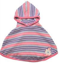 Vintage Skechers Girls Knit Poncho Hoodie Sz 5 Purple Pink Blue White - £19.22 GBP