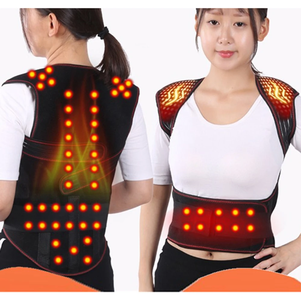 Heating Back Support Magnetic Heat Therapy Belt Waist ce Posture Corrector Spine - £39.34 GBP