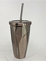 Starbucks Geometric 16oz Metal Stainless Steel Tumbler Rose Gold w/ Meta... - £31.20 GBP