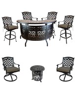 8 piece patio cast aluminum party bar and swivel bistro set with Sunbrel... - $69,267.20 MXN