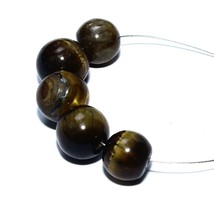 Tiger&#39;s Eye Smooth Round Beads Briolette Natural Loose Gemstone Making jewelry - £2.35 GBP