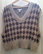Sincerely Jules Womans Brown Sweater Vest Argyle Pattern  Brown Size XL - $409.55 MXN