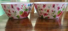 Set of Two (2) Floral Design ~ Melamine ~ Serving Bowls ~ 4&quot; Tall x 9&quot; Dia. - $49.03 CAD