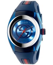 Gucci YA137304 Blue Dial Rubber Strap Unisex watch - £283.76 GBP