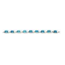 Sterling Silver Rectangular Blue Topaz Bracelet - £80.57 GBP