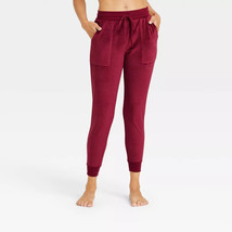 Stars Above Women&#39;s Berry Red Cozy Fleece Lounge Jogger Pants - Size: L - £13.93 GBP