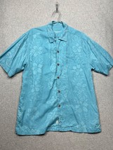 Vintage Tommy Bahama Floral Silk Button Up Shirt Mens Coastal Vaca Blue - £27.50 GBP