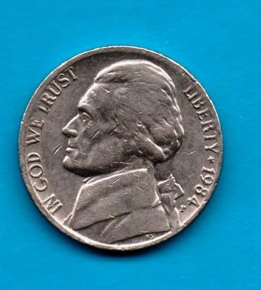 Primary image for 1984 Jefferson Nickel - Moderate Wear Strong Features