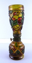 Vintage Amber Sail Boat Brand Oil Lamp Red and Green Glass Made In Hong Kong - £17.48 GBP