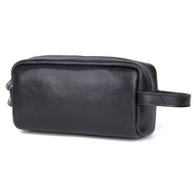 Crazy Horse Leather Wash Bag Travel Cosmetic Case for Men Vintage Men Makeup Bag - £32.59 GBP