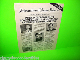 LASERSTAR PRESS RELEASE By ROWE AMI 1993 ORIGINAL JUKEBOX PHONOGRAPH SAL... - $23.18