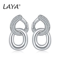 925 Sterling Silver Luxury Clear Cubic Zircon Chain Drop Earrings Women Girls En - £44.41 GBP