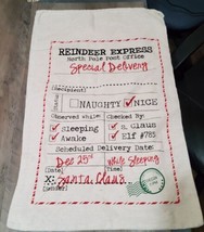 Burlap Sack Santa Christmas Decorative Bag Drawstring 27&quot; X 17&quot; Reindeer... - $12.20