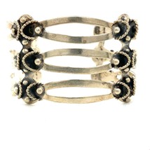 Vintage Sterling Signed 925 Taxco Cannetille Open Works Wide Cuff Bracelet 6 3/4 - £138.46 GBP