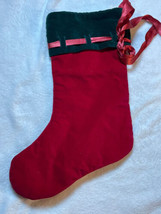 Christmas Stocking Red &amp; Green velvet 16 Inch - $9.49
