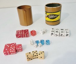 Vintage Mixed Dice Lot of 32 with some Bakelite and Two Dice Cups - £10.65 GBP